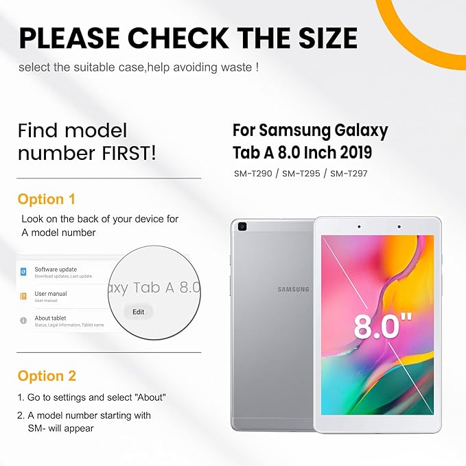 Timecity Case Compatible with Galaxy Tab A 8.0" 2019 SM-T290/T295/T297, with Built-in Screen Protector&360 Degree Swivel Stand&Hand Strap&Shoulder Strap Protective Case for Tab A 8.0 2019-Rose