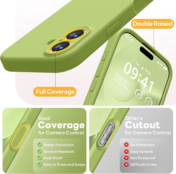 Vooii Magnetic Compatible with iPhone 17 Case (Compatible with Magsafe) (Upgraded Camera Protection) Liquid Silicone Shockproof Full Body Protective Phone Cover for Women Men, Cedar Green, 6.3"