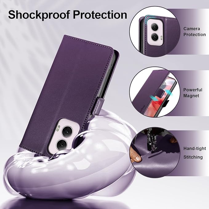 Wallet Flip Case for Moto G Power (2024) - [RFID Blocking] Luxury PU Leather Card Holder Magnetic Phone Cover with Kickstand,Shockproof Protective Case,Purple