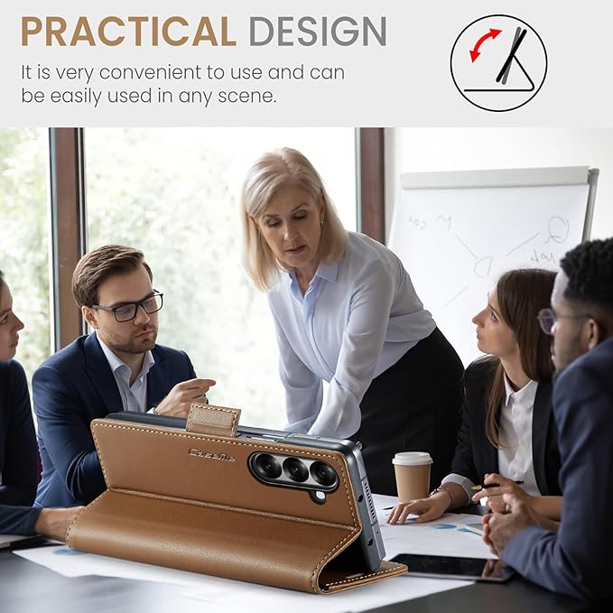 for Samsung Galaxy Z Fold 7 Case, Premium PU Leather Wallet Case Flip Cover with [RFID Blocking][Card Holder][Stand Function] Shockproof Protective for Samsung Galaxy Z Fold 7, Brown