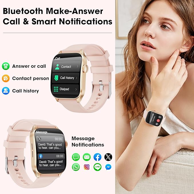 Curve Smart Watch for Men Women, 1.91" Smartwatches with 120+ Sport Modes, Fitness Tracker with Bluetooth Call, Heart Rate, Waterproof Activity Tracker Smartwatch for iOS Android Phones