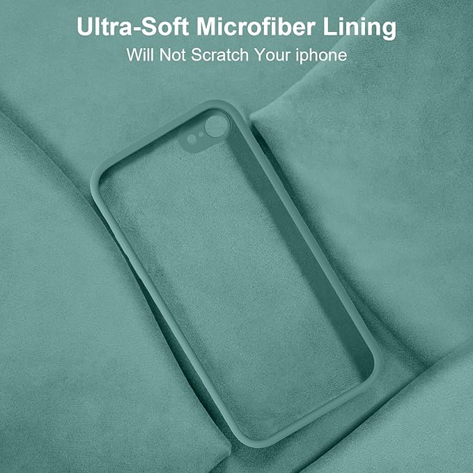 Vooii for iPhone SE Case 2022/3rd/2020,iPhone 8/7 Case, Upgraded Liquid Silicone with [Flat Edges] [Camera Protection] [Soft Anti-Scratch Microfiber Lining] Phone Case for iPhone SE - Pine Green