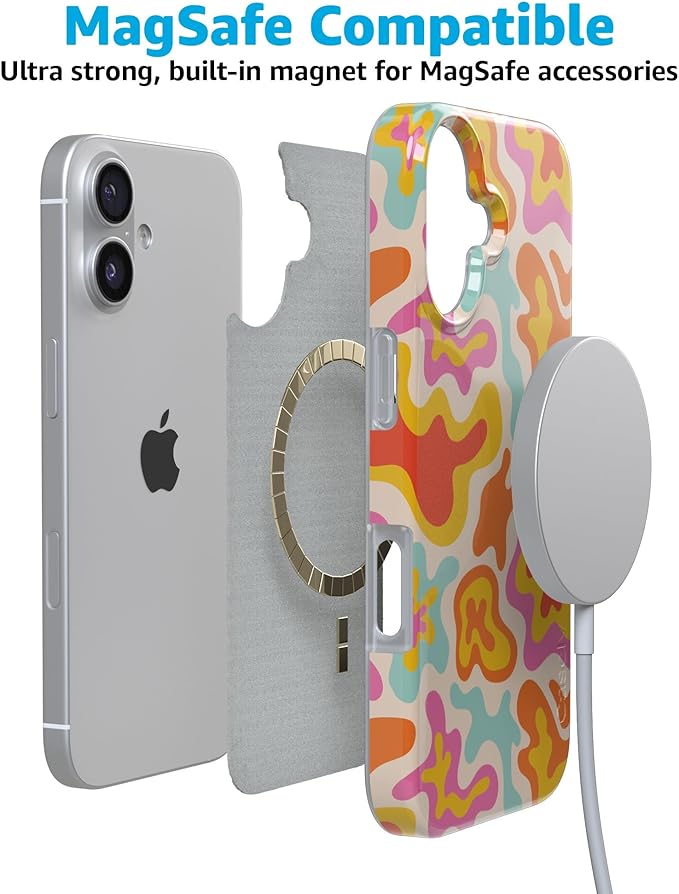Casely iPhone 17 Case | Tropical Color Splash | Abstract Retro | Compatible with MagSafe | Classic Ultra Slim Design
