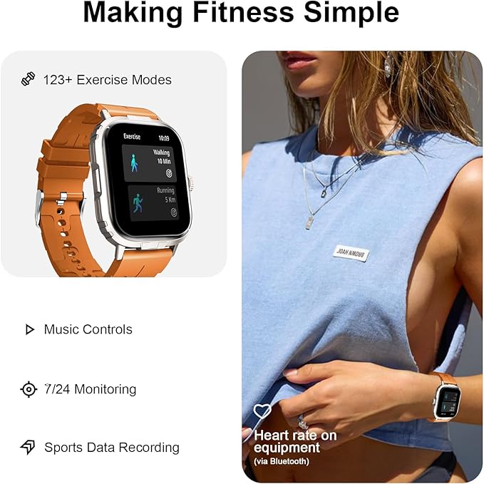 Fila Smart Watch, 2.01" Smartwatch for Men Women (Answer/Make Call), Fitness Tracker with 100+ Sport Modes, IP67 Waterproof, Heart Rate/Sleep Monitor, Pedometer, Activity Tracker for Android iOS