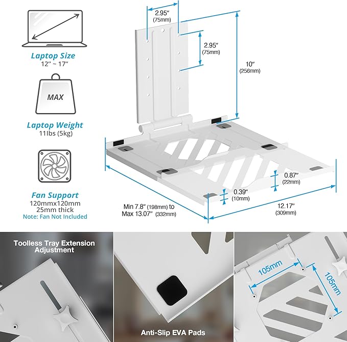 AVLT Dual 17”-38" Monitor Arm Desk Mount with 17" Laptop Tray and USB-C Docking Station, HDMI 4K60Hz, USB-A 5Gbps, Ethernet, 100W PD, Fits Two Flat/Curved Monitor - White