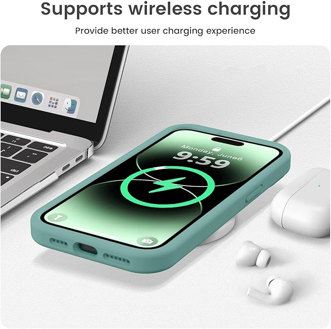 Vooii Compatible with iPhone 14 Pro Max Case, Liquid Silicone Upgrade [Camera Protection] [Soft Anti-Scratch Microfiber Lining] Shockproof Phone Case for iPhone 14 Pro Max 6.7 inch - Pine Green