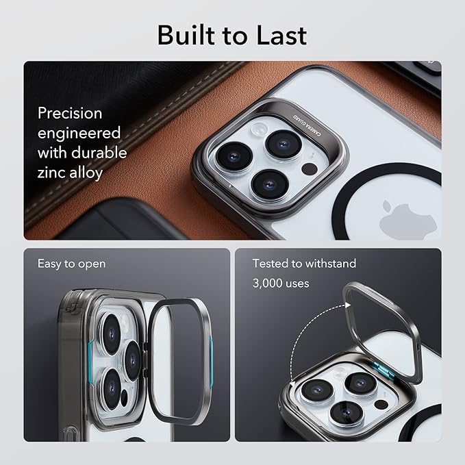 ESR for iPhone 13 Pro Max Case, Compatible with MagSafe, Built-in Camera Ring Stand, Military-Grade Protection, Magnetic Phone Case for iPhone 13 Pro Max, Classic Series, Clear Black