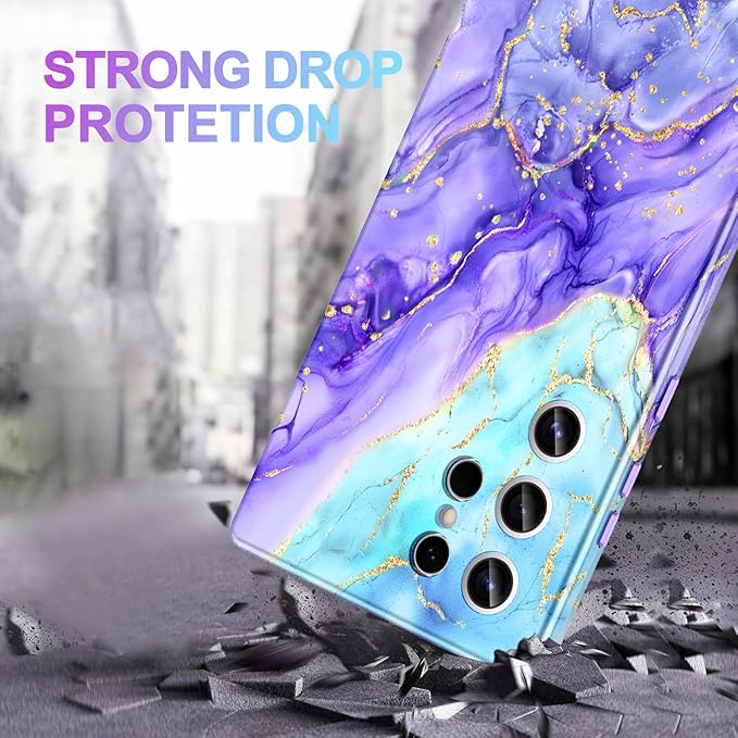 Casetego for Galaxy S24 Ultra Case,Compatible with MagSafe,[Military Grade Drop Test] Full Body Protection Slim Shockproof Rugged Marble Women Case for Samsung Galaxy S24 Ultra 6.8 inch,Cobalt Violet