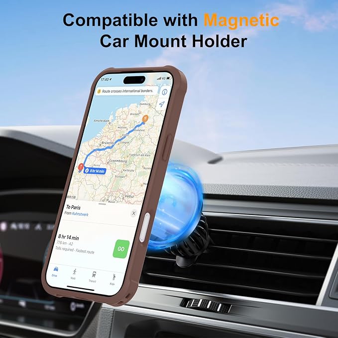 Compatible with iPhone 17 Pro Max Case with Invisible Magnetic Ring Stand [Compatible with Magnetic] [Military Drop Protection] Shockproof Slim Hard Back Soft Edge Case 6.9 Inch, Khaki