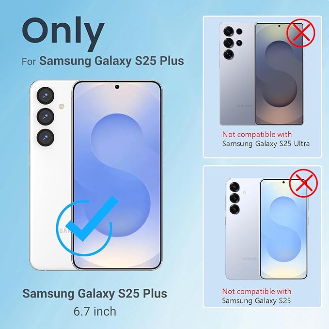 for Samsung Galaxy S25 Plus Genuine Leather Wallet Case, Built-in Card Holder [RFID Blocking] & Kickstand, Protective Shockproof Phone Case for S25 Plus, Black