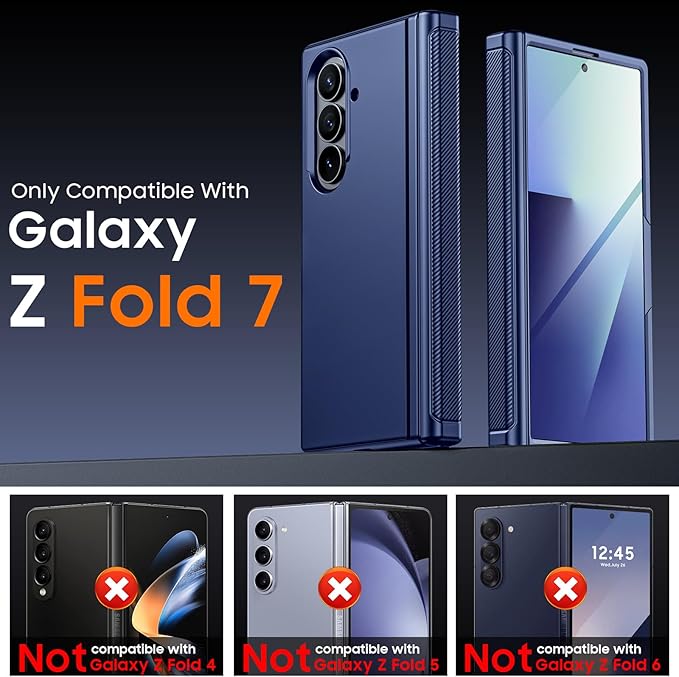 for Samsung Galaxy Z Fold 7 Case Magnetic Power with [Kickstand][Hinge Protection] Full Body Screen Protector Shockproof Phone Case for Galaxy Z Fold 7 Case(Blue)