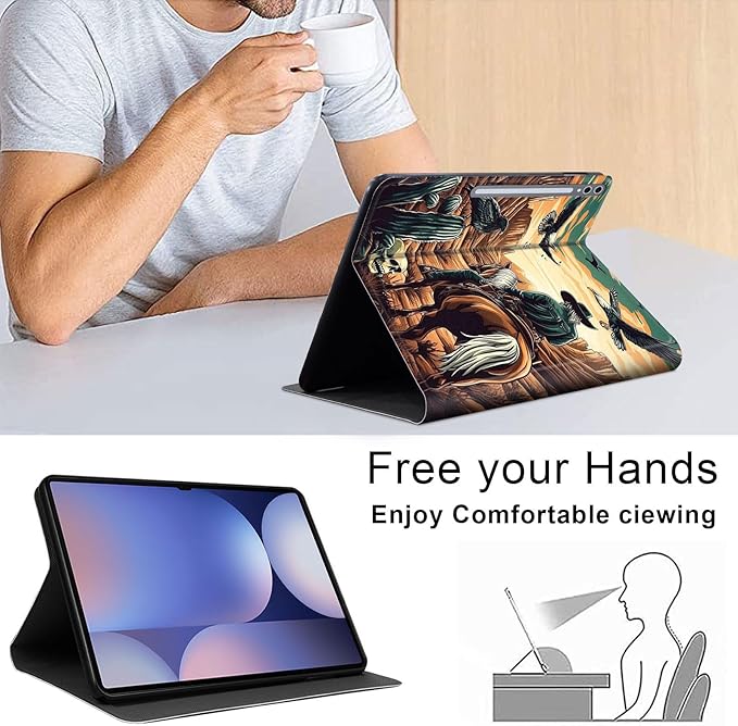 Case for Samsung Galaxy Tab S10 Plus/ S9 FE Plus/ S9 Plus 5G Tablet 12.4'', Slim PU Leather Stand Cover with Auto Wake/Sleep, Multi-Angle Viewing & Shockproof, Cowboy on Horseback