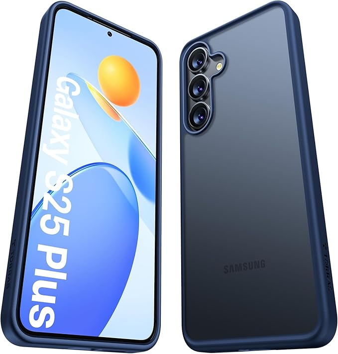 TORRAS Shockproof for Samsung Galaxy S25 Plus Case, 12FT Military-Grade Protection, Slim Case for Samsung S25 Plus Case, Matte Translucent Blue, Thin, Guardian Series