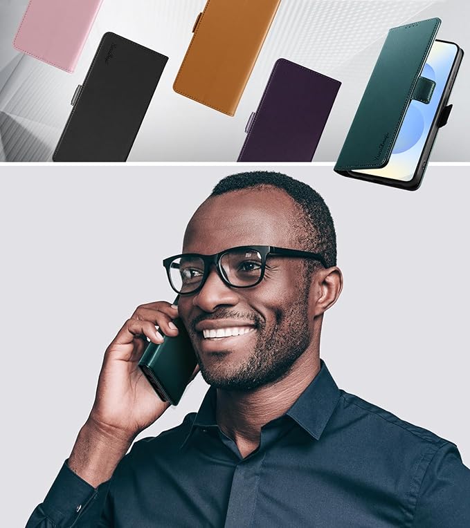 Wallet Flip Case for Samsung Galaxy S25 Plus/S25+ 5G - [RFID Blocking] Luxury PU Leather Card Holder Magnetic Phone Cover with Kickstand,Shockproof Protective Case,Green