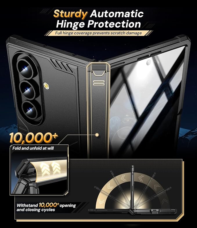 for for Samsung Galaxy Z-Fold-7 Case: Military Shockproof Rugged Hinge & Privacy Screen Protector [Anti Spy] [Dual-Stand] [Anti-Fingerprint] Durable Bumper Cover for Z Fold7 5G 2025 (Black)