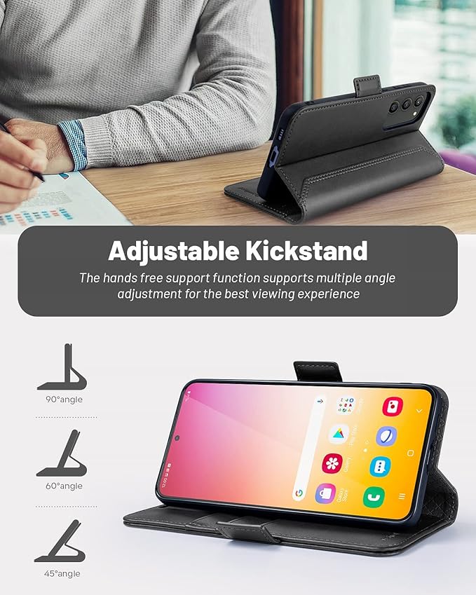 OCASE Retro Series Compatible with Galaxy S23 5G Wallet Case [Card Slots][RFID Blocking][TPU Inner Shell ][Kickstand] PU Leather Flip Folio Phone Cover 6.1 Inchs (2023) -Retro Black