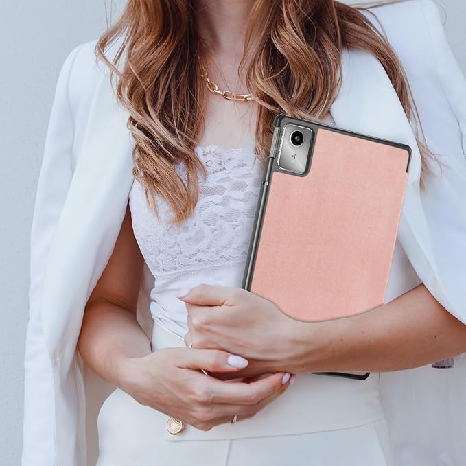 Case Compatible with Lenovo Tab M11 2023 TB-330FU / Lenovo Xiaoxin Pad 2024 TB-331FC 11 Inch Tablet,Slim Lightweight Trifold PC Cover with Auto Wake/Sleep Function,Rose Gold