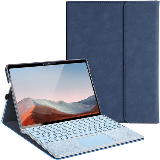 Protective Case for 10-inch Microsoft Surface Go 4/3/2/1, Multiple Angle Viewing, Slim Lightweight Cover, Stylus Holder, Light Heat Dissation, Compatible with Type Cover Keyboard, Blue