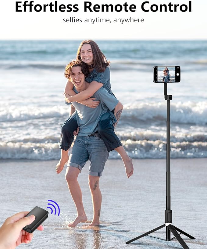 UBeesize Magnetic Tripod for iPhone with Remote, 64’’ Extendable Phone Stand for Video Recording/Vlogging, N52 Strong Holder for iPhone 12-17/Android, Portable Travel Selfie Stick Tripod(Black)