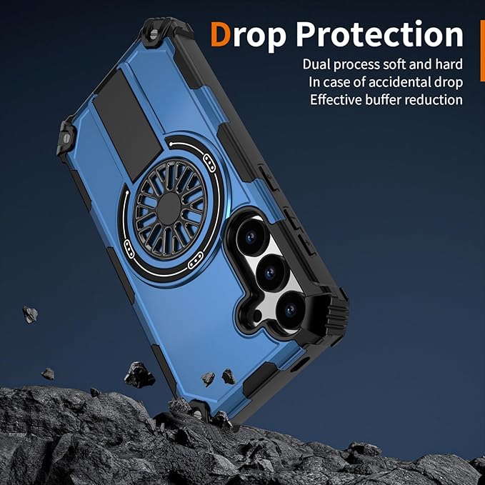 Magnetic Case for Galaxy S25/Galaxy S24, Built-in Stand [Compatible with Mag-Safe] Shockproof Protective Cover Case for Samsung Galaxy S25/Galaxy S24 Blue