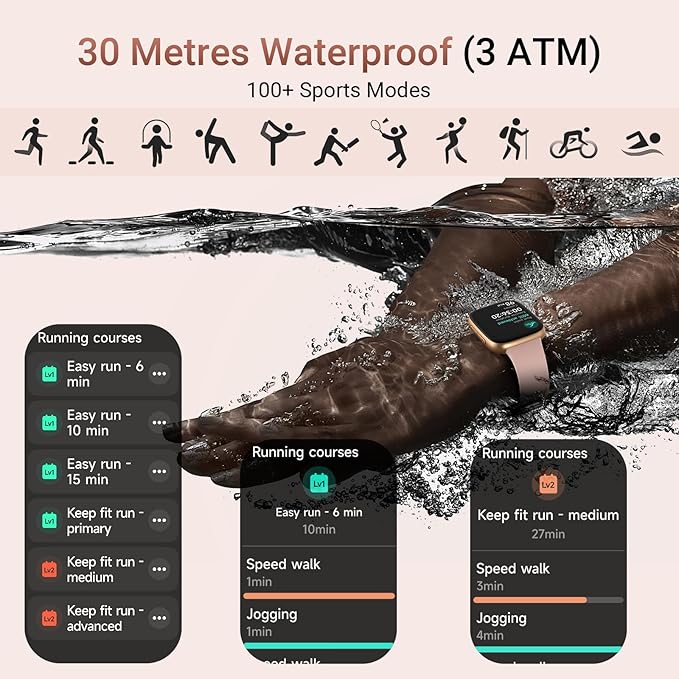 Tensky Smart Watch for Women/Men Android & iPhone, AI Voice, 1.85" AMOLED Screen Fitness Tracker with Bluetooth Call, 3ATM Waterproof Heart Rate/Sleep/SpO2 Monitor, Pedometer, 100+ Sport Modes