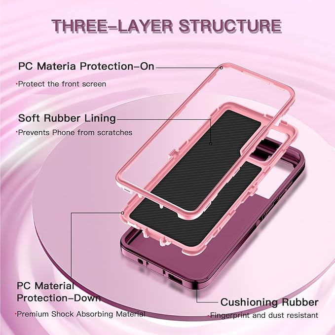 for Samsung Galaxy S20 FE 5G Case Heavy Duty Protective Shockproof Dropproof 3-Layer Full Body Protection [Without Screen Protector] Tough Rugged Case for Galaxy S20 FE,Purple/Pink