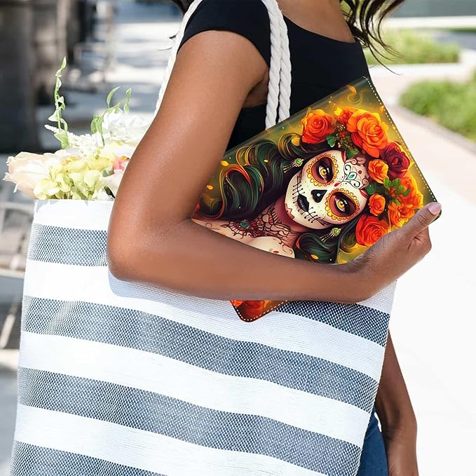 Case for Samsung Galaxy Tab A9 Plus 11 inch 2023，Slim Fit Foldable Standing Cover Case with Auto Sleep/Wake for Galaxy Tab A9+ 11’2023 (SM-X210/X216/X218)，Skull Girl