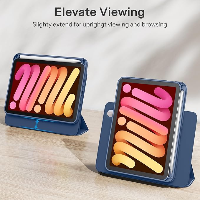 SPARIN Case for iPad mini 7 A17 Pro 2024/iPad Mini 6 2021 8.3 Inch, Detachable Magnetic Cover, Portrait/Landscape Stand with Pencil Holder, Support Auto Wake/Sleep (Navy Blue)