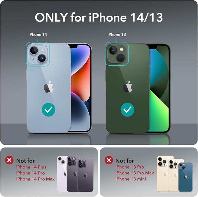 ESR for iPhone 13 Case/iPhone 14 Case, Compatible with MagSafe, Built-in Stash Stand Clear Phone Case for iPhone 13/iPhone 14, Military-Grade Protection Magnetic Phone Case, Classic Series, Clear