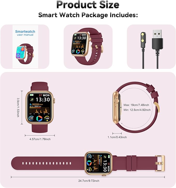 Smart Watch for Men Women, 1.83" Fitness Watch (Answer/Make Call), Smartwatch with Heart Rate/Blood Pressure, Sleep Tracker, Pedometer, 120+ Sport Modes,IP68 Waterproof Fitness Tracker for Android IOS