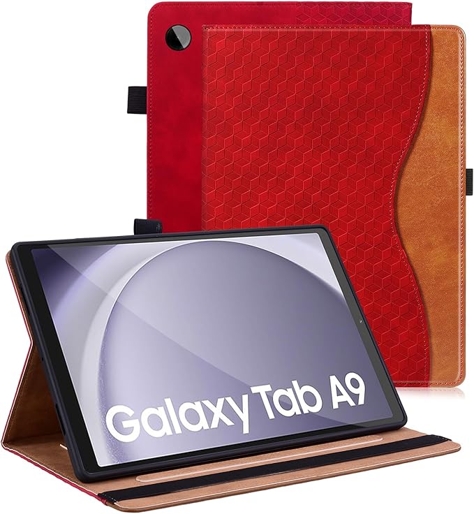 Case for Samsung Galaxy Tab A9 8.7 Inch Cover 2023 PU Leather Cover Multi-Angle Viewing Stand with Card Pocket for Galaxy Tab A9 Case,Red