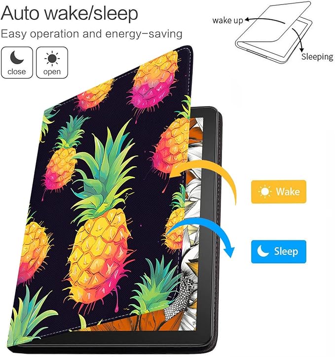 Case for Samsung Galaxy Tab A9 Plus 11 Inch 2023 Model (SM-X210/X216/X218), Slim Lightweight PU Leather Stand Cover with Auto Wake/Sleep, Pineapple