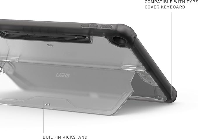 URBAN ARMOR GEAR UAG Designed for Microsoft Surface Pro 1st Edition 12" Case - Rugged Transparent Clear Protective Cover with Multi-Angle Built-in Kickstand & Pen Holder Military Grade, Plyo Ice/Ash