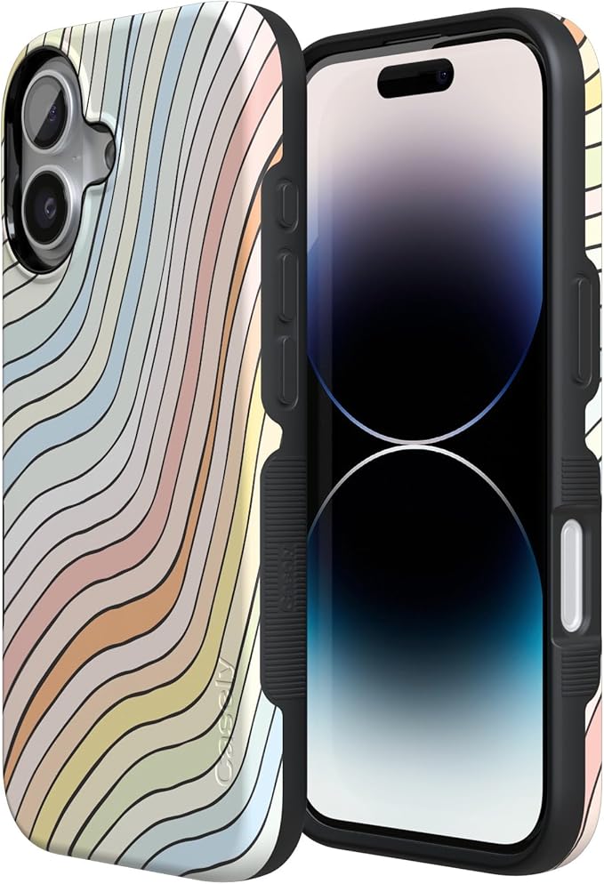 Casely iPhone 17 Case | Ride The Wave | Pastel Rainbow Lined | Compatible with MagSafe | Bold Protective Design