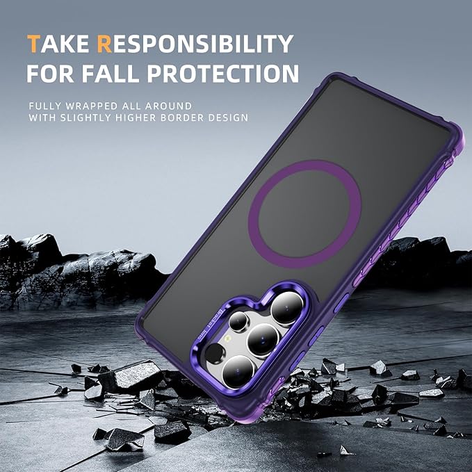 Magnetic for Samsung Galaxy S25 Ultra Case Purple Fit for MagSafe Military-Grade Shockproof Protection Adjustable Kickstand Slim Matte Anti-Fingerprint Cover Men Women