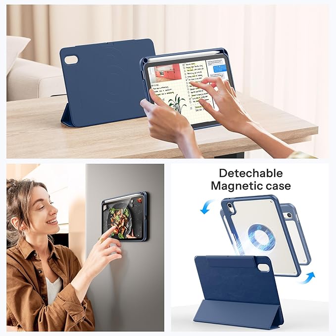 SPARIN Case for iPad mini 7 A17 Pro 2024/iPad Mini 6 2021 8.3 Inch, Detachable Magnetic Cover, Portrait/Landscape Stand with Pencil Holder, Support Auto Wake/Sleep (Navy Blue)