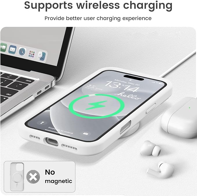 Vooii Compatible with iPhone 16 Pro Case, Liquid Silicone Upgrade [Camera Protection] [Soft Anti-Scratch Microfiber Lining] Shockproof Phone Case for iPhone 16 Pro 6.3 inch - White