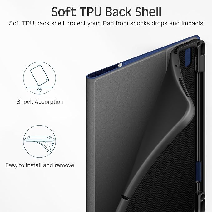 KingBlanc for iPad Air 11-inch Case M3 (2025) / M2 (2024), iPad Air 5th/4th Generation (2022/2020, 10.9") with Pencil Holder, Vegan Leather Stand Cover, Auto Sleep Wake, Viewing/Typing Angle, Blue