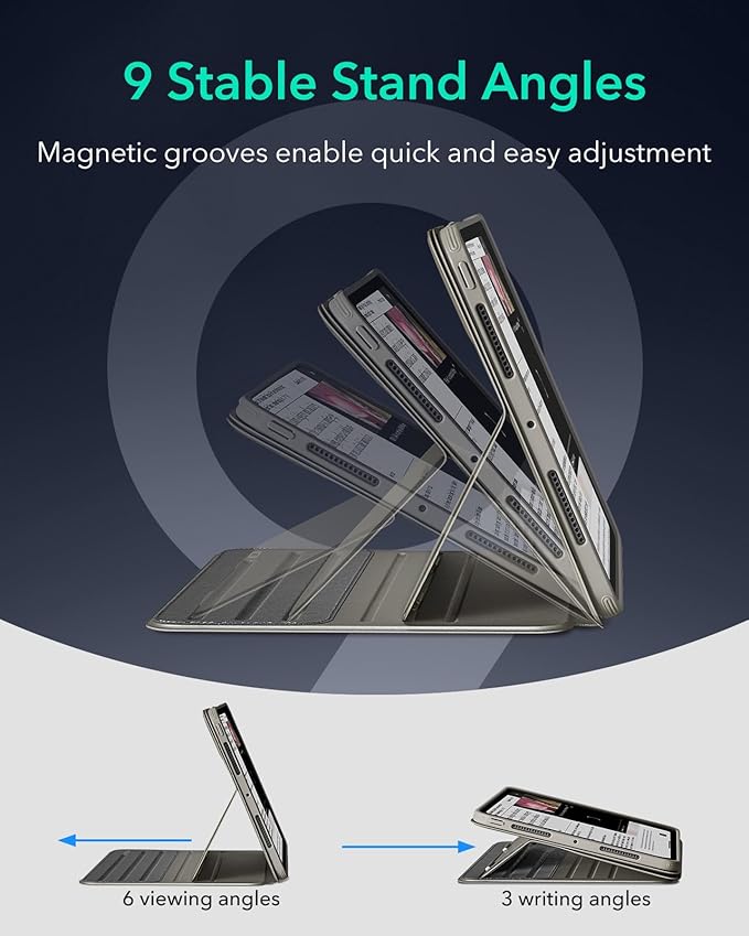 ESR for iPad Pro 13 Inch Case M4(2024), iPad Pro 13 Rotating Case with Removable Magnetic Cover, Adjustable Portrait/Landscape Stand with Raised Screen View, 9 Standing Angles, Shift Series, Titanium