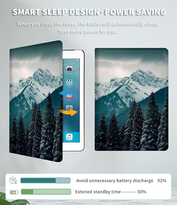 Case for 13 Inch Microsoft Surface Pro 8 (2021 Release) PU Leather Slim Lightweight Multiple Angles Stand Smart Cover with Auto Wake/Sleep for 2021 Surface pro 8 13 Inch, Forest Mountain