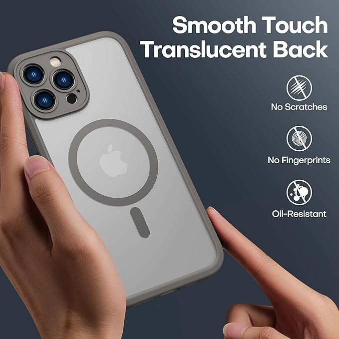 ImpactStrong Magnetic Guard Designed for iPhone 13 Pro Max Case [Camera Protection] [Military Grade Drop Tested] [Compatible with MagSafe] Slim Translucent Matte Phone Case (6.7") - Gray