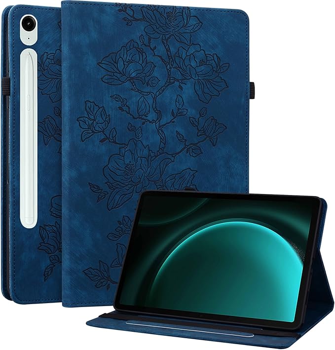 Case for Samsung Galaxy Tab S10 Lite/S10 FE/S9 FE 5G 10.9 Inch/Tab S9 11 Inch, Slim PU Leather Folio Cover with Multi-Angle Stand and Pen Holder, Blue