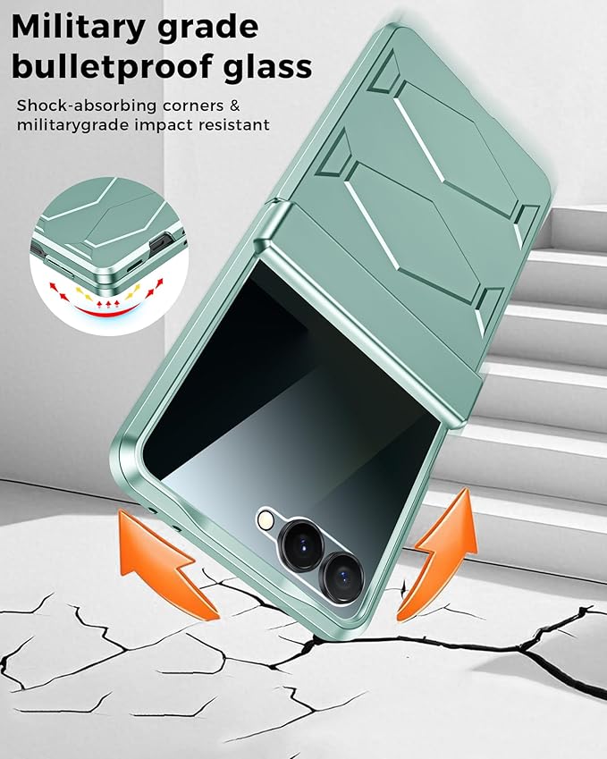 for Samsung Galaxy Z Flip 7 Case,Built-in Privacy Screen Protector&Hinge Protection Shockproof All-Inclusive Smartphone Cover for Samsung Galaxy Z Flip 7(Mint Green)