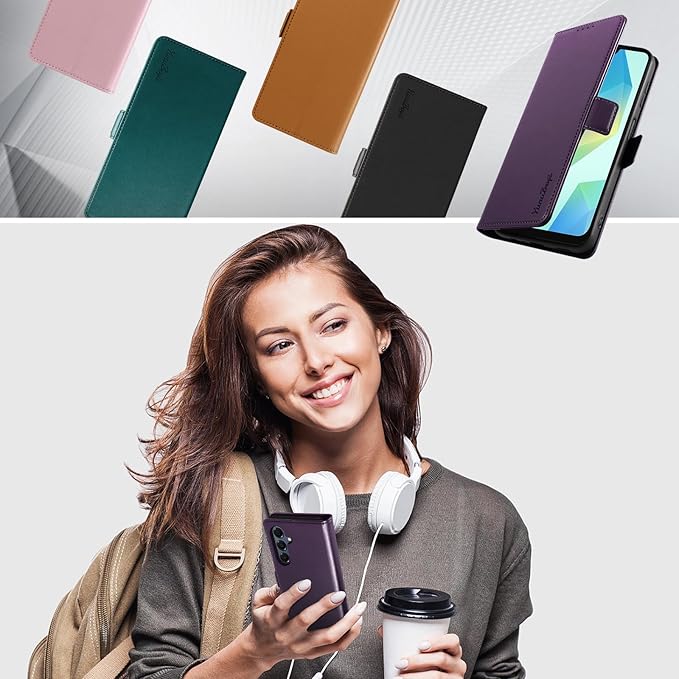 Wallet Flip Case for Samsung Galaxy A16 5G - [RFID Blocking] Luxury PU Leather Card Holder Magnetic Phone Cover with Kickstand,Shockproof Protective Case,Purple