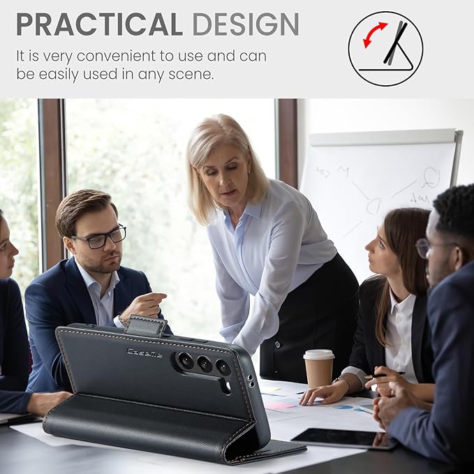 AUPAI for Samsung Galaxy S23 Plus Wallet Case with Credit Card Holder, PU Leather RFID Blocking Folio Flip Kickstand Magnetic Clasp Protective Phone Cover for Women Men Black