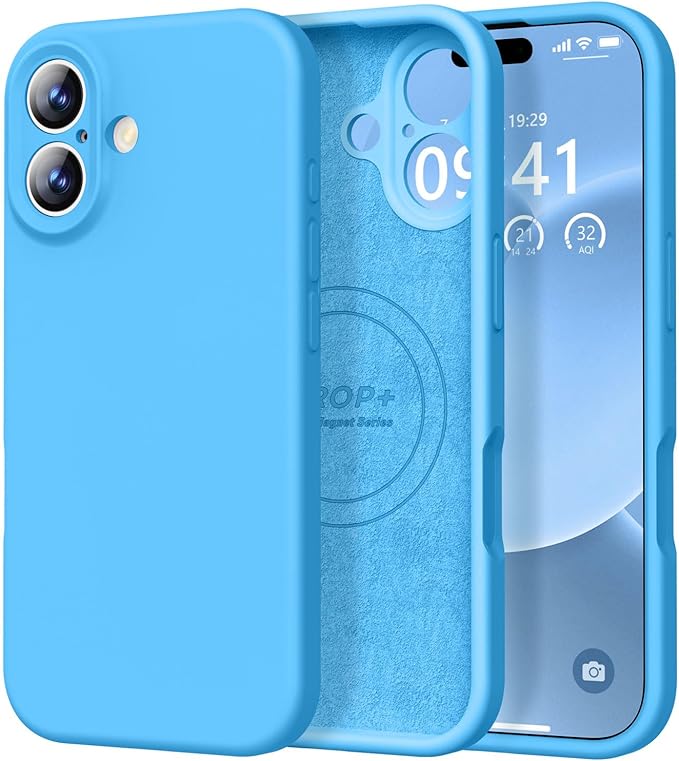 Vooii Magnetic Compatible with iPhone 17 Case (Compatible with Magsafe) (Upgraded Camera Protection) Liquid Silicone Shockproof Full Body Protective Phone Cover for Women Men, Blue, 6.3"