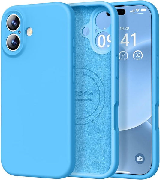 Vooii Magnetic Compatible with iPhone 17 Case (Compatible with Magsafe) (Upgraded Camera Protection) Liquid Silicone Shockproof Full Body Protective Phone Cover for Women Men, Blue, 6.3"