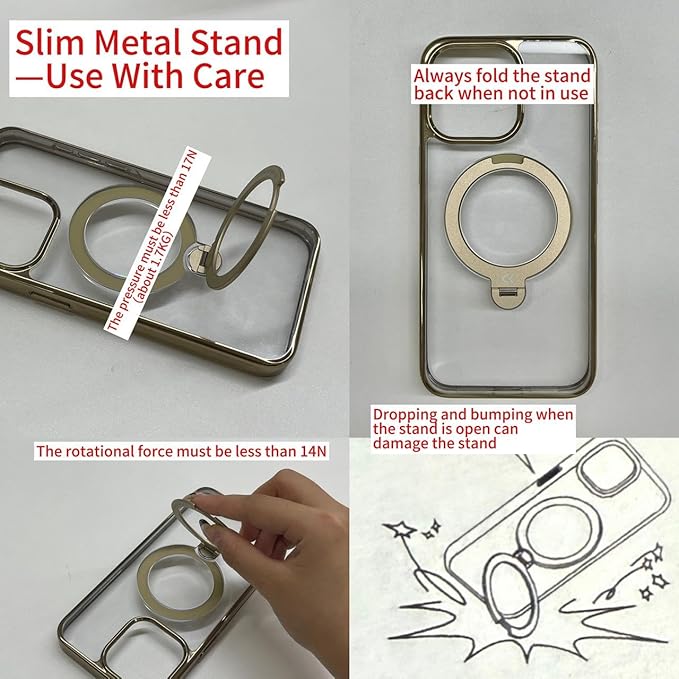 CASEKOO Titanium 360° Rotatable Magnetic Stand for iPhone 15 Pro Max Case [Compatiblewith Magsafe][16FT Military Protection] Slim 15 Pro Max with Kickstand Ring Phone Cover 6.7", Antique Gold