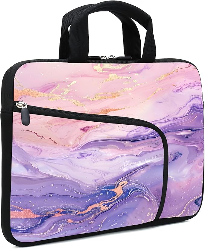 11.6-12.2 inches Laptop Sleeve Chromebook Case Ultrabook Case Notebook Sleeve Tablet Case Neoprene Handle Sleeve for Men Women, Two Pockets(Pink Purple)