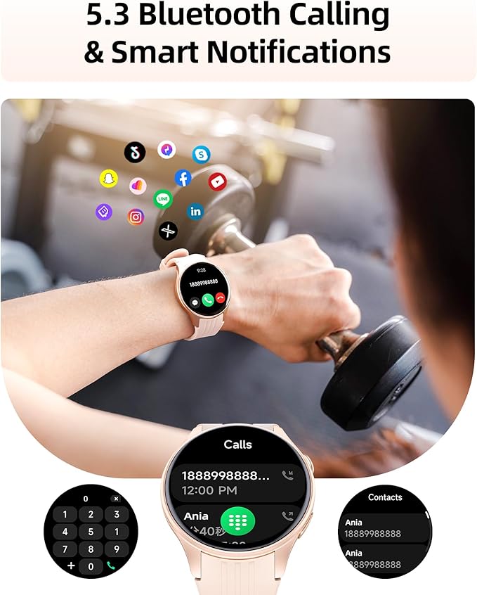 Parsonver Smart Watch for Women, Built-in GPS, Fitness Watch with Answer/Make Calls, 100+ Sport Modes, Heart Rate, Sleep Monitor, Pedometer, IP68 Waterproof, Smartwatch for Android & iPhone, Rose Gold